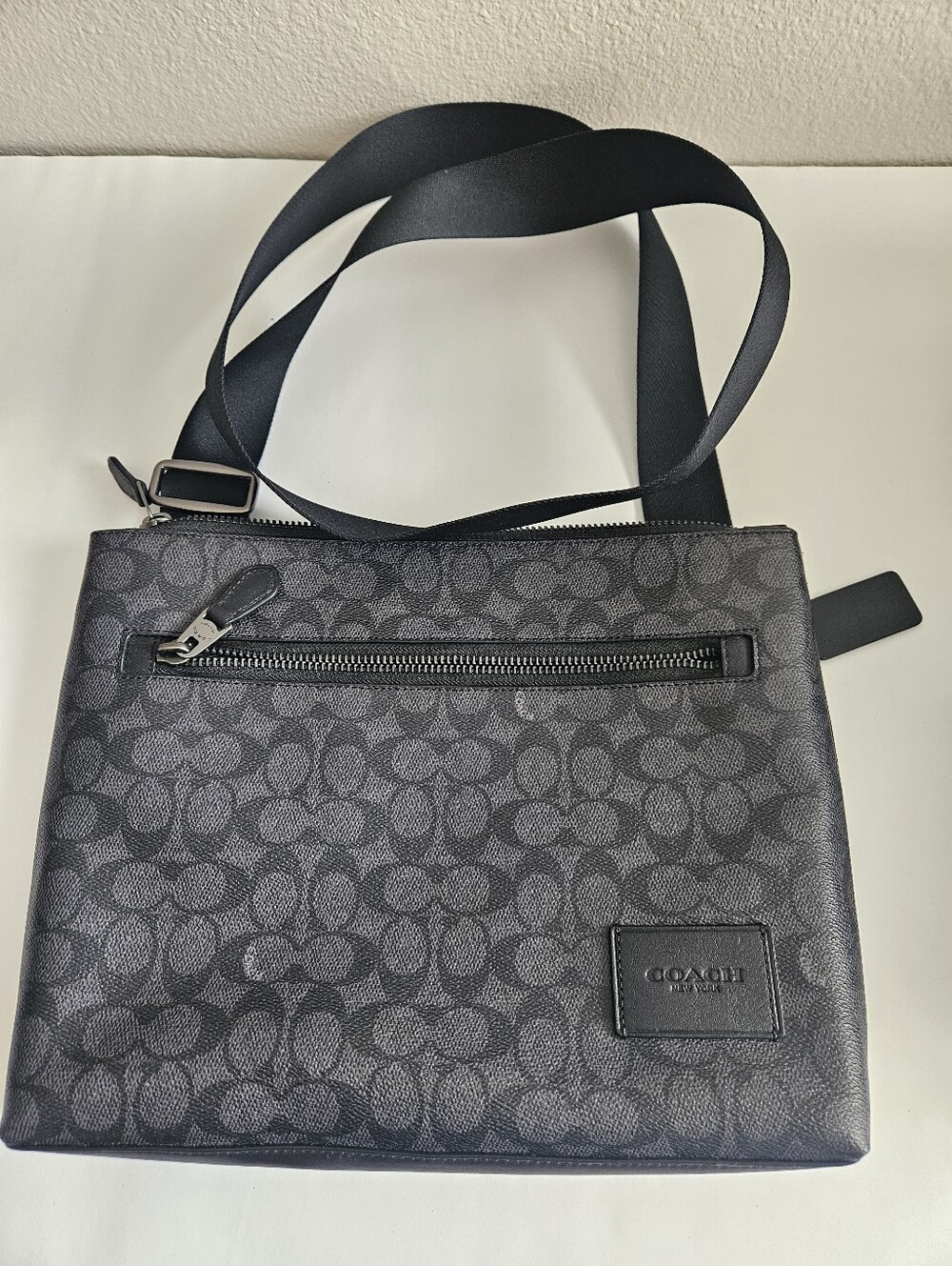 New Lrge Coach Black Patterned Crossbody Bag